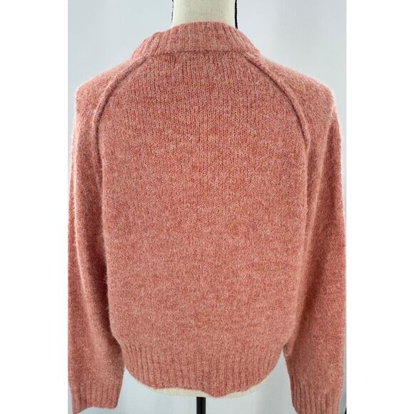 Topshop Peach Crewneck Sweater Knit Raglan Pullover Orange Small - Picture 5 of 10